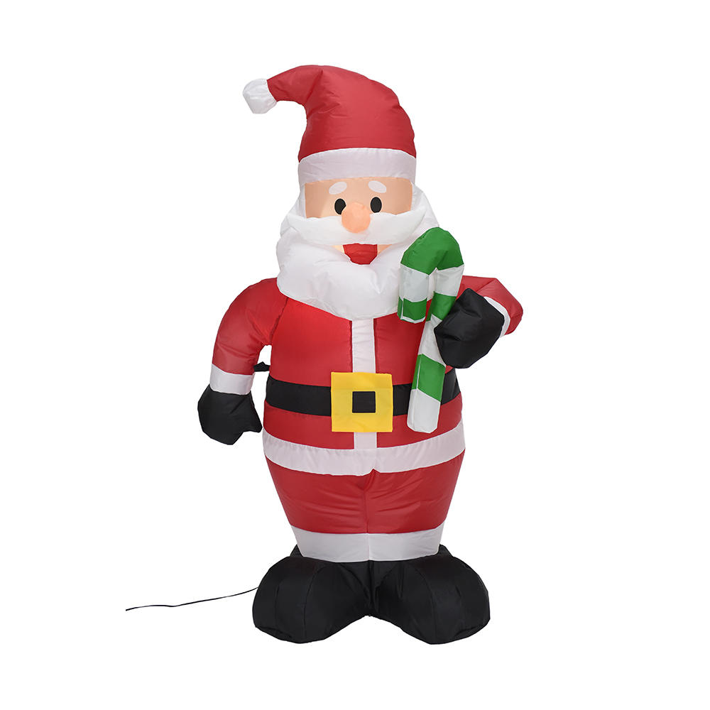 120cm Christmas inflatable outdoor waving santa claus hold candy-cane （led lights）