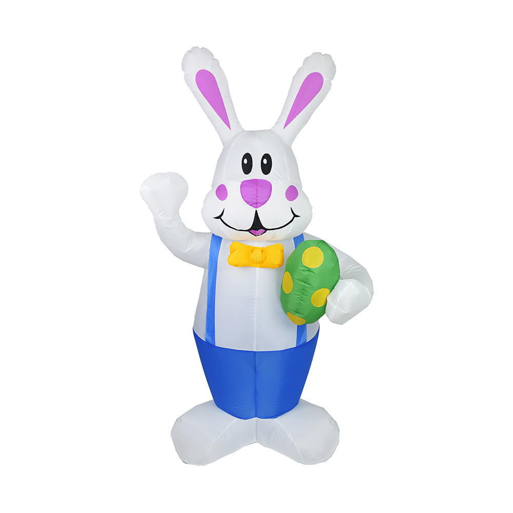 6 Foot Easter Inflatable Blue Bunny holds eggs Outdoor Decorations（LED included）