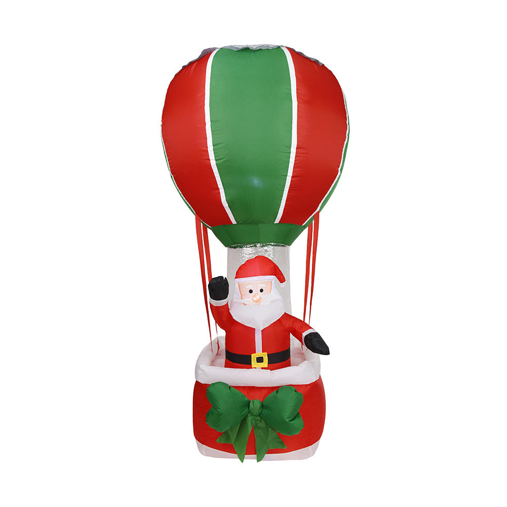 180CM Christmas inflatable santa stand on hot air-balloon outdoor decoration（built-in led）