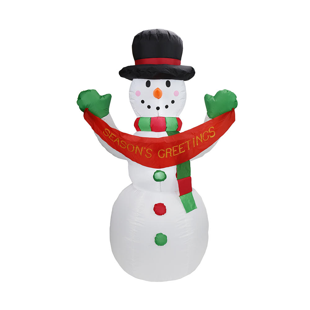 180cm Christmas inflatable snowman hold banner outdoor decoration （built-in led）
