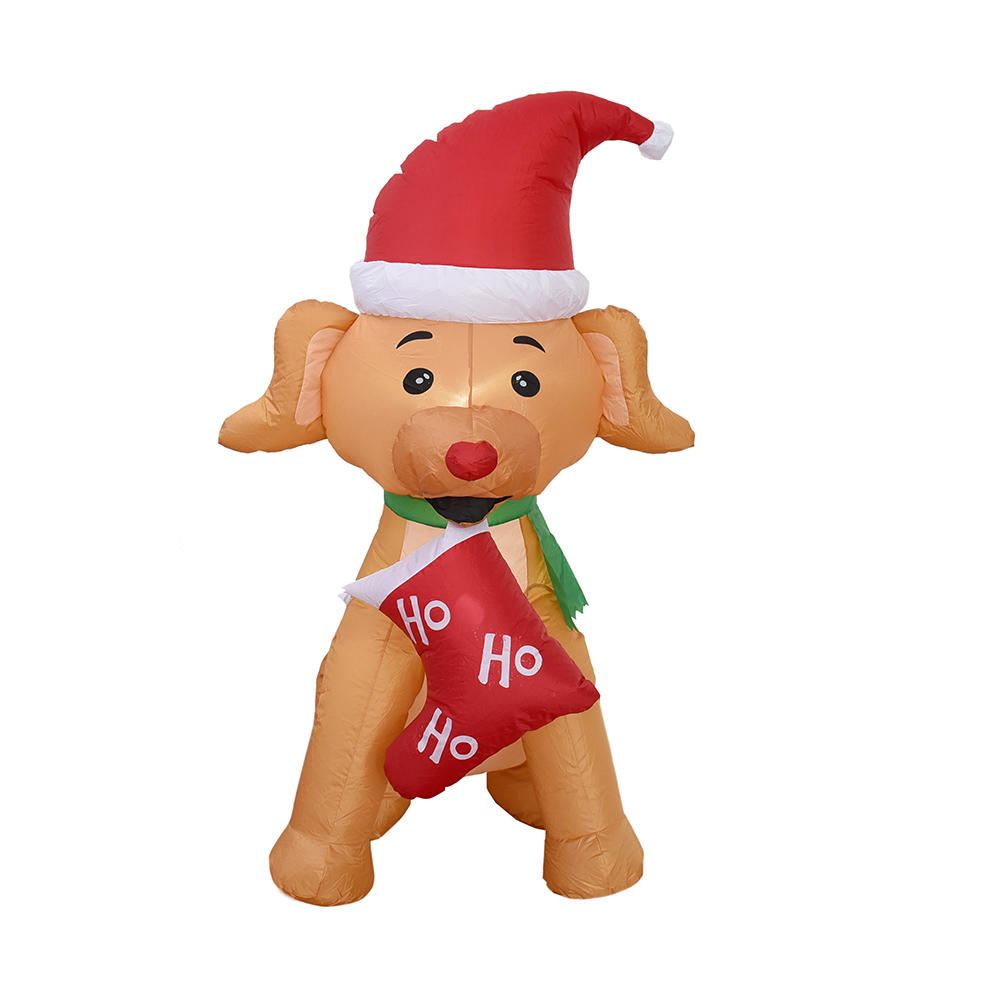 150cm Christmas inflatable puppy with christmas stockings outdoor decoration （built-in led）