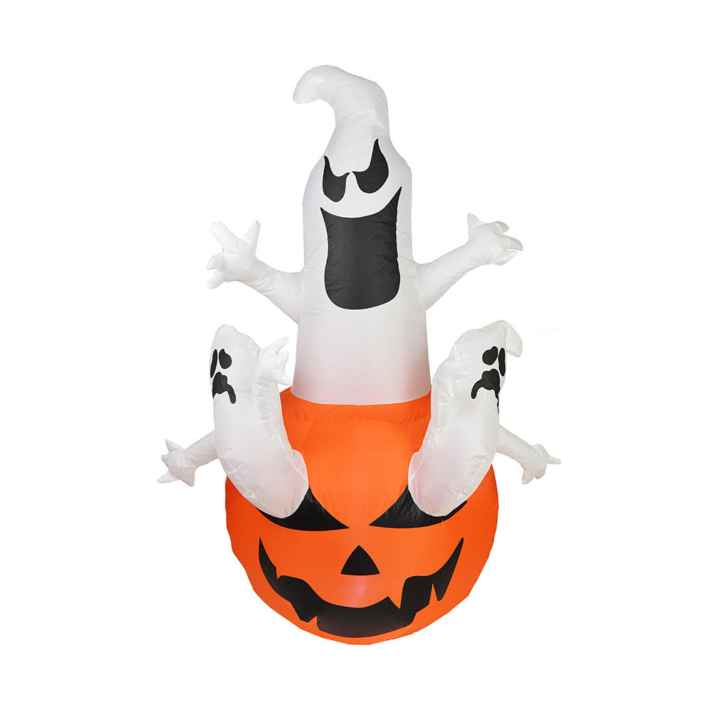 180cm Halloween inflatable three ghost on pumpkin outdoor decoration （built-in led）